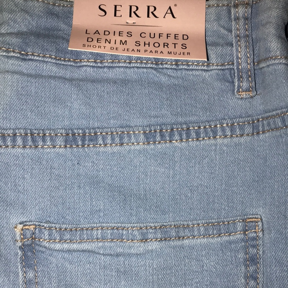 Serra Ladies Cuffed Denim Shorts - Light Blue - Picture 6 of 9